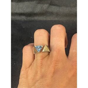 Sterling Silver and Gold Aquamarine Ring
